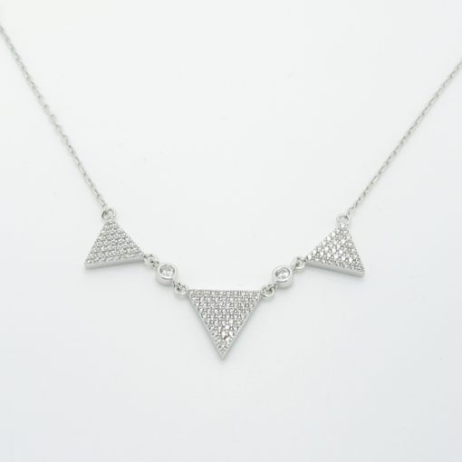Collier argent triangle zirconium