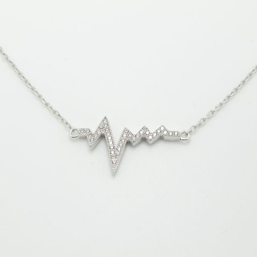 Collier argent battement de coeur zirconium